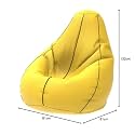 ComfyBean Bag with Beans Filled 5XL- Official: Bailey &amp; Bakers Bean Bags - for Adults - Max User Height : 6-6.5 Ft. - Weight : 99-110 Kgs(Model: Yellow Black)
