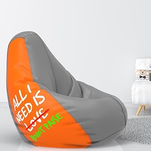 comfybean bag with beans filled xl bean bag prefilled with beans printed - official  printessence color  all i need is bohot paise - orange grey