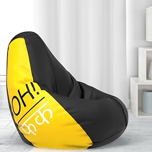 comfybean bag with beans filled xl- official jack amp mayers bean bags - for kids - max user height  4 ft - weight  30 kgsmodel oh fuck - yellow black