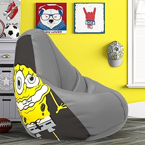 comfybean bag with beans filled xl- official sponge bob bean bags - for kids - max user height  4 ft - weight  30 kgsmodel sbsp-artwork 7b - light