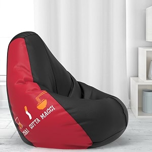 comfybean bag with beans filled xl- official jack amp mayers bean bags - for kids - max user height  4 ft - weight  30 kgsmodel chai sutta maggi - black maroon