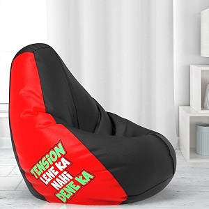 comfybean bag with beans filled xl- official jack amp mayers bean bags - for kids - max user height  4 ft - weight  30 kgsmodel tension lene ka nahin - black red