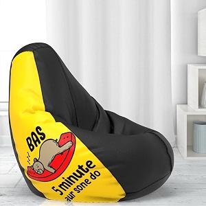 comfybean bag with beans filled xl- official jack amp mayers bean bags - for kids - max user height  4 ft - weight  30 kgsmodel bas 5 minute aur - black yellow