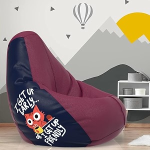 comfybean bag with beans filled xl- official jack amp mayers bean bags - for kids - max user height  4 ft - weight  30 kgsmodel i get up early - maroon indigo