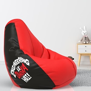comfybean bag with beans filled xl- official jack amp mayers bean bags - for kids - max user height  4 ft - weight  30 kgsmodel engineering dhokha hai - red black