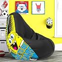 ComfyBean Bag with Beans Filled XL- Official: Sponge Bob Bean Bags - for Kids - Max User Height : 4 Ft. - Weight : 30 Kgs(Model: SBSP-Artwork 1 - Black)