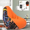ComfyBean Bag with Beans Filled XL- Official: Star Trek Bean Bags - for Kids - Max User Height : 4 Ft. - Weight : 30 Kgs(Model: Star Trek-Artwork 3 - Orange)