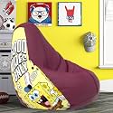 ComfyBean Bag with Beans Filled XL- Official: Sponge Bob Bean Bags - for Kids - Max User Height : 4 Ft. - Weight : 30 Kgs(Model: SBSP-Artwork 11 - Maroon)