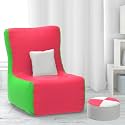 ComfyBean Bag with Beans Filled XXL Bean Chair with Free Cushion and Footrest - Official : ComfortCurve Chair (Color : Pink Parrot-Green)