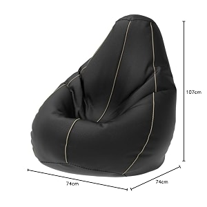 biggiebean bag with beans filled xxl- official bailey amp bakers bean bags - for teenagers - max user height  45-5 ft-weight  45-50 kgsmodel black cream