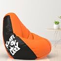 ComfyBean Bag with Beans Filled XXL- Official: Jack &amp; Mayers Bean Bags - for Teenagers - Max User Height : 4.5-5 Ft.-Weight : 45-50 Kgs(Model: Kaafi Lazy - Orange Black)