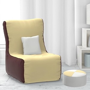 comfybean bag with beans filled xxxl bean chair with free cushion and footrest - official  comfortcurve chair color  cream maroon