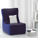 ComfyBean Bag with Beans Filled XXXL Bean Chair with Free Cushion and Footrest - Official : ComfortCurve Chair (Color : Indigo Blue)