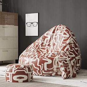 biggiebean bag with beans filled xxxxl bean bag- full printed bean bag sofa with cushionfootrest - official  oreka homes - comfort level  standard - theme  versatile vistas