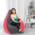 ComfyBean Large Teardrop Bean Bag  With Bean Filling (Dark Grey, Pink)