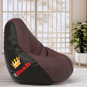 comfybean xl designer bean bag filled with beans - nawaab teardrop bean bag  with bean filling brown black
