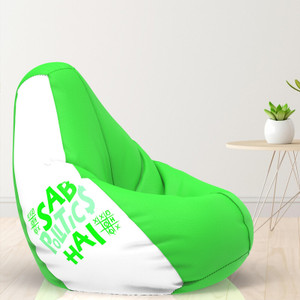 comfybean xxl designer bean bag filled with beans - sab politics hai teardrop bean bag  with bean filling green white