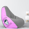 ComfyBean XXL Designer Bean Bag Filled with Beans - Printed - What will I do without - Pink & Grey Teardrop Bean Bag  With Bean Filling (Multicolor)
