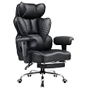 COMHOMA Big and Tall Office Chair Heavy Duty Wide Ergonomic Gaming Chair with Deluxe Embossing Designed Leather with Foot Rest, 145°Reclining Adjustable Armrests Pocket Spring Back Support and Pillow