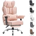 COMHOMA Desk Office Chair Big and Tall Office Chairs Ergonomic Gaming Chairs with Wide Seat Leather High Back Chair with Foot Rest Adjustable Armrests Pocket Spring Lumbar Support