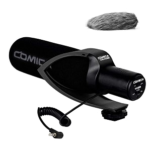 comica cvm-v30 pro camera microphone electric super-cardioid directional condenser shotgun video microphone for canon nikon sony panasonic dslr camera with 35mm jack black