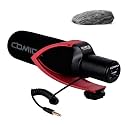 COMICA CVM-V30 PRO Camera Microphone Electric Super-Cardioid Directional Condenser Shotgun Video Microphone for Canon Nikon Sony Panasonic DSLR Camera with 3.5mm Jack (Red)