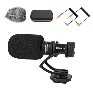 comica cvm-vm10ii full metal mini compact on-camera cardioid directional auxiliary shotgun video microphone with shock-mount for smart phone black