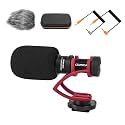 COMICA CVM-VM10II Full Metal Mini Compact On-Camera Cardioid Directional Shotgun Video Auxiliary Microphone with Shock-Mount for Smart Phone (Red)