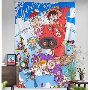 comicsensexyz anime inspired future island tapestry anime theme backdrop for wall hanging home decor bedroom living room - 84 x 58 inches