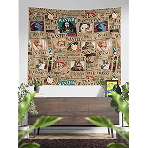 comicsensexyz wanted pirates printed anime tapestry for home decor bedroom living room- 54 x 44 inches