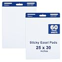Comix Sticky Easel Pad, 25 x 30 Inches Flip Chart Paper for Teachers, Large Self Stick Easel Paper, 30 Sheets/Pad, 2 Pads/Pack