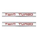 COMK 2pcs 3D Twin Turbo Emblem Chrome Finish Metal Emblem Badge Fender Trunk Car Decal Sticker (Red)