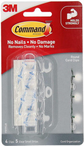 Command 3M Round Clear Cord Plastic Clips
