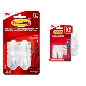 command plastic medium designer wall hooks upto 13kg heavy duty hold strongly reusable adhesive