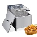 Commercial 11L Electric Deep Fryer | 1700W Large Capacity Deep Fryer with XL Basket &amp; Lid | 201 Stainless Steel Countertop System for Restaurants, Home Kitchens, Catering Services