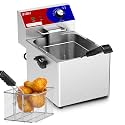 Commercial Deep Fryer - 14 L Electric Deep Fryer with 10 L Basket, Commercial Deep Fryer with Basket (2Pcs), Stainless Steel Countertop Deep Fryer w/Adjustable Temperature and Restaurant Use