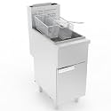 Commercial Deep Fryer, 3-Burner Fryer for Restaurants, Stainless Steel Gas Floor Fryer with 2 Baskets and Adjustable Temperature, Liquid Propane Powered, 40 LBS Capacity, 400°F, 90,000 BTU