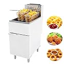 Commercial Deep Fryer, Stainless Steel Gas Floor Fryer for Restaurants, 4-Burner Fryer with 2 Baskets and Adjustable Temperature, Liquid Propane Powered, 50 LBS Capacity, 400°F, 120000 BTU