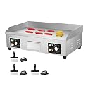 Commercial Electric Flat Top Grill, Stainless Steel Griddle Grill with 3 Cleaning Shovels and 3 Cleaning Brushes for Family Gathering or Restaurant, 122℉-572℉ Adjustable,4400W