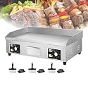 Commercial Electric Griddle 122-572°F, Stainless Steel Teppanyaki Grill Electric Hotplate, Countertop Griddle and Warmer for Restaurant,3500W