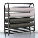 Commercial Fabric Roll Storage Rack with Adjustable Rod Brakeable Wheels, Movable Heavy Duty Steel Display Rack for Fabric Roll/Wallpaper/Tablecloth/Wrapper Organizer (8 Rods)