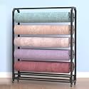Commercial Fabric Roll Storage Rack with Adjustable Rod Brakeable Wheels, Movable Heavy Duty Steel Display Rack for Fabric Roll/Wallpaper/Tablecloth/Wrapper Organizer (10 Rods)