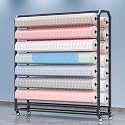 Commercial Fabric Roll Storage Rack with Adjustable Rod Brakeable Wheels, Movable Heavy Duty Steel Display Rack for Fabric Roll/Wallpaper/Tablecloth/Wrapper Organizer (14 Rods)