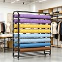 Commercial Fabric Roll Storage Rack with Adjustable Rod Brakeable Wheels, Movable Heavy Duty Steel Display Rack for Fabric Roll/Wallpaper/Tablecloth/Wrapper Organizer (16 rods)