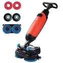 Commercial Floor Scrubber Machine Lightweight Electric Floor Cleaner with 17" Cleaning Width, Rotary Double Brushes, 360° Rotating Head Multi-Functional Floor Buffer Polisher Machine Red