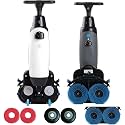 Commercial Floor Scrubber Machine, Lightweight Electric Floor Cleaner 17 In, Dual Tank Deep-Cleaning, Rotary Double Brushes, Cleaning Capacity 13000 Sqft/H for Bathrooms Hospital Schools White