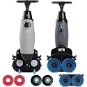 Commercial Floor Scrubber Machine, Lightweight Electric Floor Cleaner 17 In, Dual Tank Deep-Cleaning, Rotary Double Brushes, Cleaning Capacity 13000 Sqft/H for Bathrooms Hospital Schools Gray
