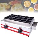 Commercial Gas Heating Burger Machine,Griddle Egg Burger Machine,9/18/34 kong,Individual Knob Control,With Side Seasoned Plate,Fry Eggs Or Fish Balls 18