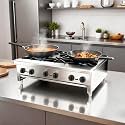 Commercial Gas Hot Plate Countertop Range – 6 Burner Stainless Steel Stove (Natural Gas &amp; Propane) – Heavy Duty 28k BTU/Burner for Restaurant, Food Truck &amp; Catering – 168,000 Total BTU (6 Burner)