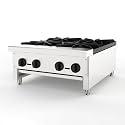Commercial Gas Hot Plate Countertop Range – 4 Burner Stainless Steel Stove (Natural Gas & Propane) – Heavy Duty 28k BTU/Burner for Restaurant, Food Truck & Catering – 112,000 Total BTU (4 Burner)